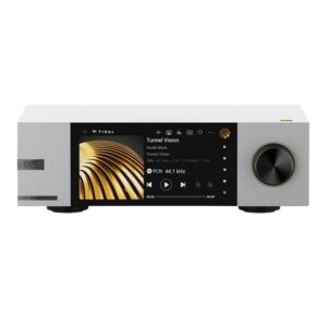 Lettore musicale digitale con schermo e manopola nera