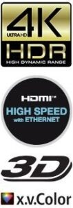 Loghi 4K HDR, HDMI, 3D, x.v.Color