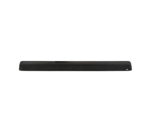 Barra audio nera elegante su sfondo nero.