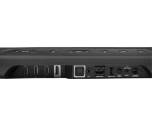 Connettori posteriori di una soundbar nera