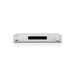 Ricevitore stereo argento con display e manopole