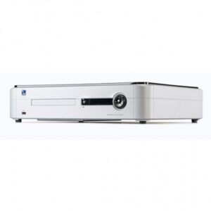 Lettore audio digitale moderno argentato.