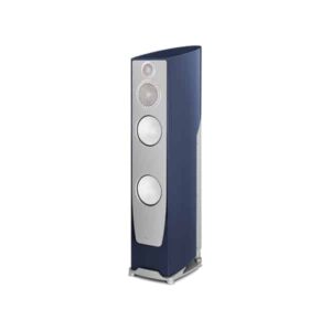 Altoparlante hi-fi blu argento elegante.