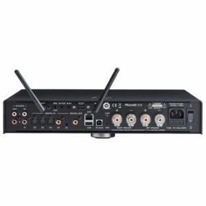 Retro dell'amplificatore Primare I15 Prisma MKII con porte di connessione e antenne
