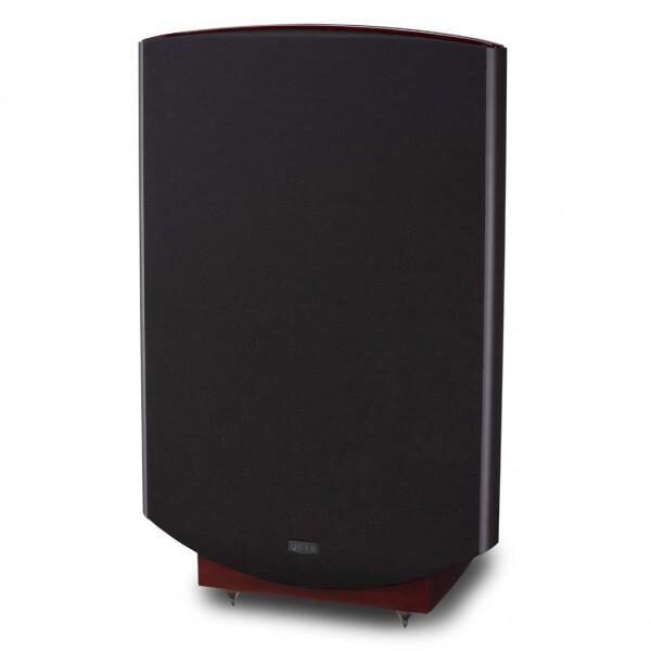 Altoparlante nero con supporto in legno