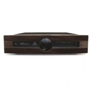 Amplificatore audio nero con pulsanti frontali