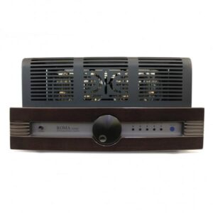 Amplificatore valvolare audio nero e argento