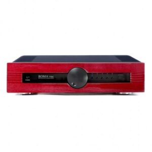 Amplificatore audio rosso elegante e moderno