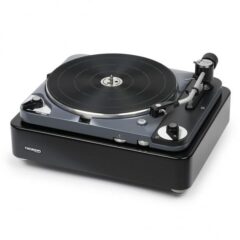 Giradischi vintage nero con piatto in vinile