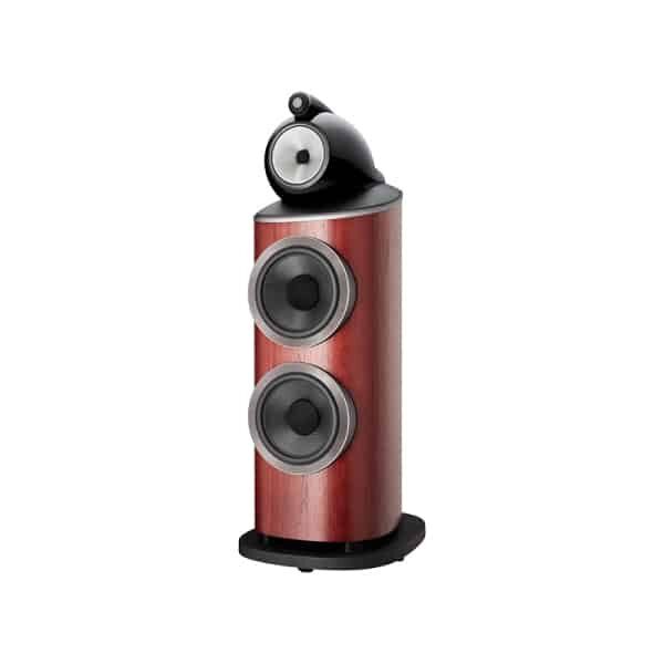 Diffusore da pavimento B&W 801 D4 con finitura in rovere satinato e design curvo