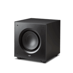 Subwoofer nero elegante e moderno.