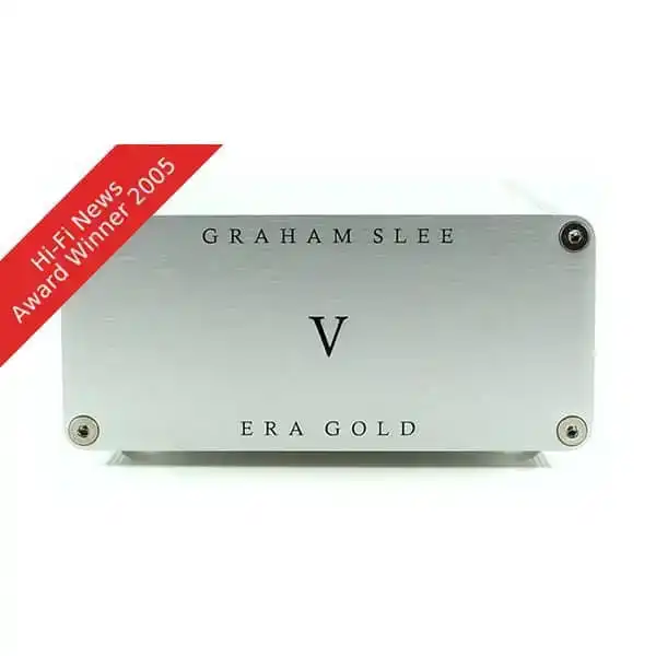 Preamplificatore phono Graham Slee Era Gold V con finitura metallica e logo ben visibile
