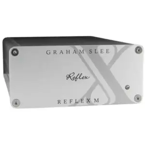 Amplificatore Graham Slee Reflex M con finitura argentata e logo sul lato