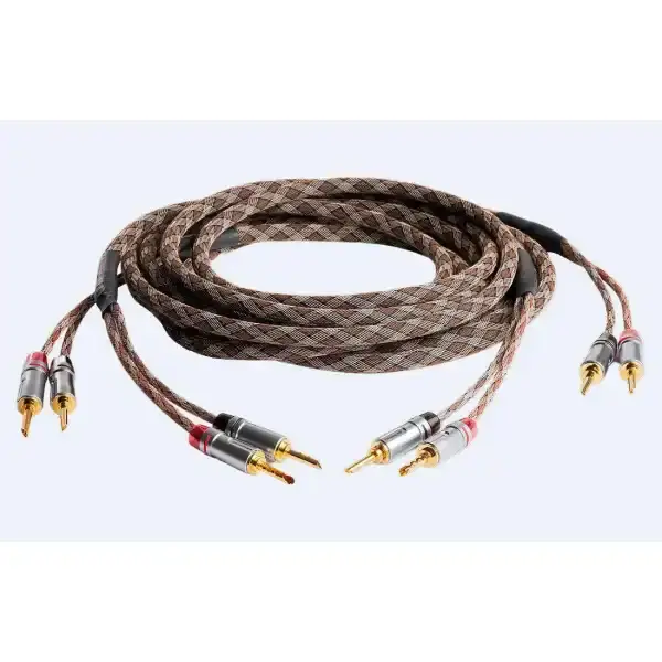 Cavo per diffusori HiDiamond Top Bronze con connettori placcati in oro e intrecciatura in tessuto