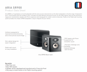 Cassa acustica Aria SR900 con dettagli tecnici