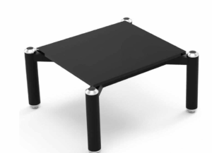 Tavolino nero moderno con gambe cilindriche