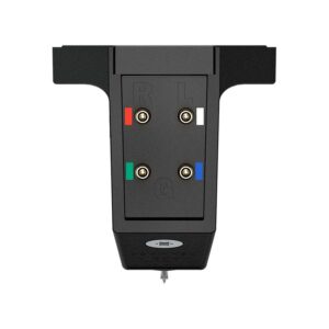 Testina Ortofon MC X10 vista dall'alto con connettori colorati e design angolare