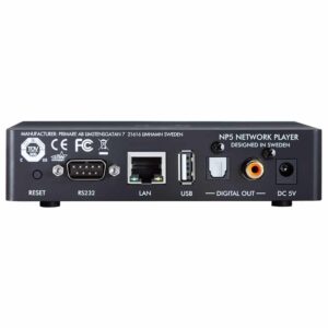 Retro del network player Primare NP5 Prisma MK2 con porte di connessione e dettagli tecnici