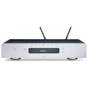 Amplificatore Primare I15 Prisma MKII con pannello frontale argentato e antenna