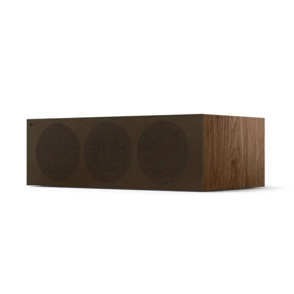 Cassa audio marrone con tre altoparlanti rotondi