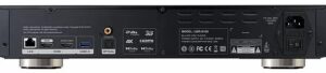 Retro lettore Blu-ray 4K con connessioni HDMI e USB.