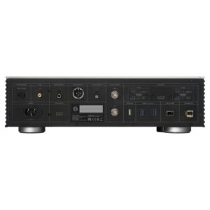 Retro del lettore audio digitale con porte e connessioni visibili