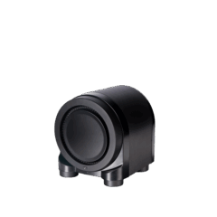 Subwoofer nero su sfondo trasparente.