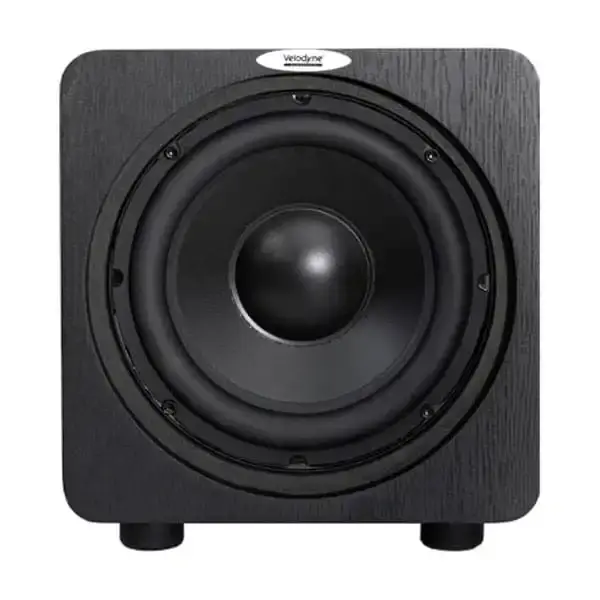 Subwoofer attivo Velodyne Deep Blue DB-8 con griglia nera e finitura in legno