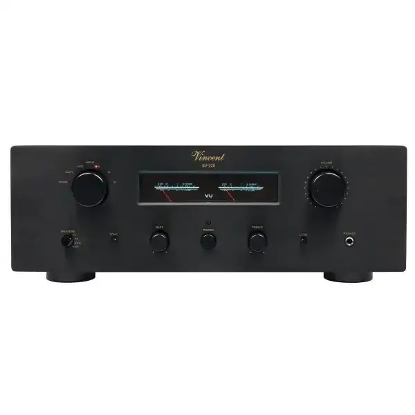 Amplificatore stereo Vincent SV-228 con manopole e display VU frontale