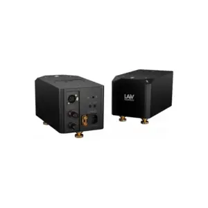 Due amplificatori LAiV Harmony GaNM neri con dettagli metallici e connettori posteriori