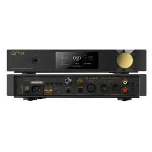 DAC Onix Zenith XDA20 visto da dietro con connettori e manopola dorata